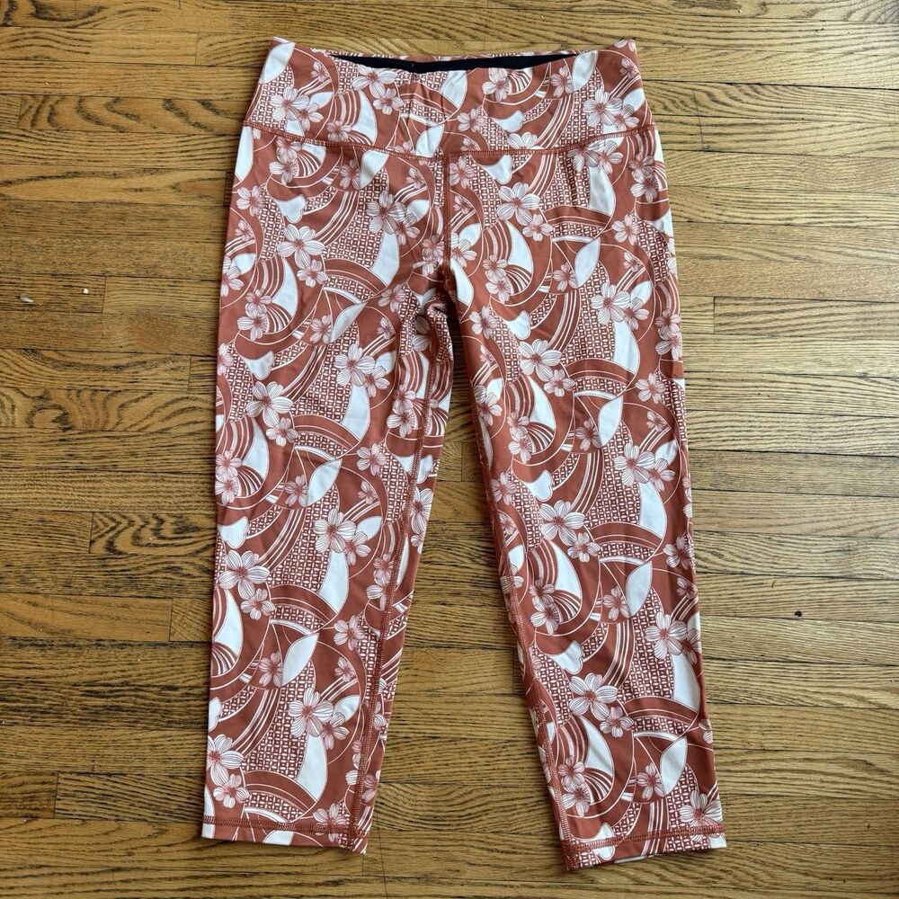 Victoria Secret Sport VSX Leggings Capri Knockout Womens Large Orange Tropical